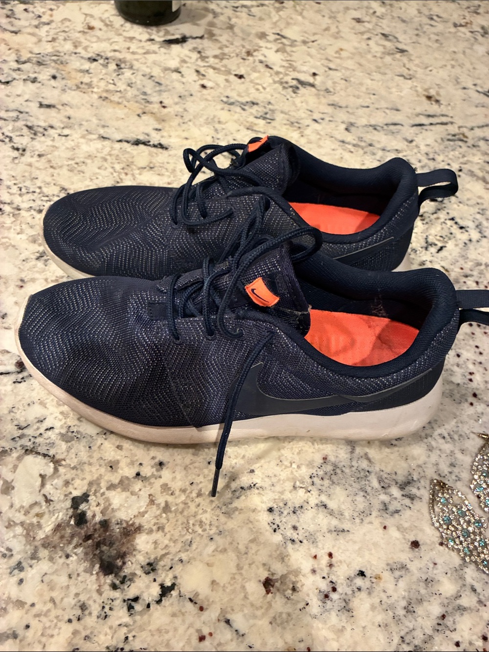 Nike Navy Knit Sneakers with Orange Insoles